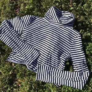 Cropped striped turtleneck